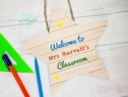 Personalised Wooden Star, Teacher Classroom Door Sign, Gift - thumbnail 1