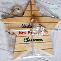 Personalised Wooden Star, Teacher Classroom Door Sign, Gift - thumbnail 2