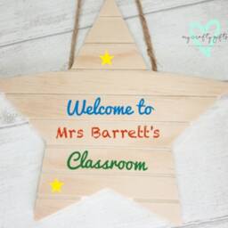 Personalised Wooden Star, Teacher Classroom Door Sign, Gift - thumbnail 3