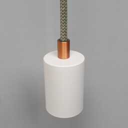 Plug in Pendant Light - White + Copper Hanging Fabric Cable Wall Cord & Minimal Modern E27 Lamp Holder Reading, Ambient Mood Lighting - thumbnail 2