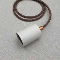Plug in Pendant Light - White + Copper Hanging Fabric Cable Wall Cord & Minimal Modern E27 Lamp Holder Reading, Ambient Mood Lighting - thumbnail 4