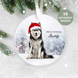 Siberian Husky, Personalised Christmas Ornament, Tree Custom Dog Pet Lover, Personalized Bauble Uk, Keepsake - thumbnail 1