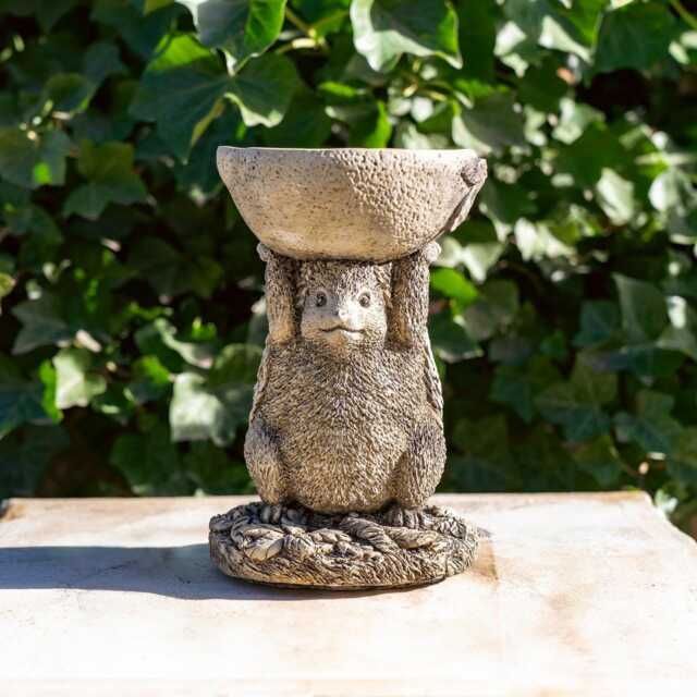 Small Stonecast Hedgehog Bird Feeder Garden Ornaments - image 1