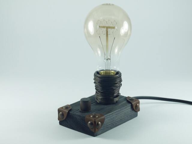 Lamp Steampunk, Industrial Lamp , Desk Lamp, Table Edison Bulb, Birthday Gift, Lighting, Wooden Christmas - image 1