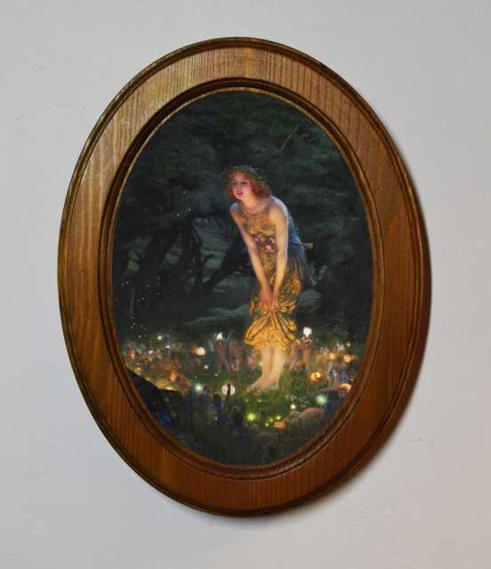 Light Oak Oval Wooden Framed Classic Picture, Edward Robert Hughes, Midsummer Eve, Art Print - image 1