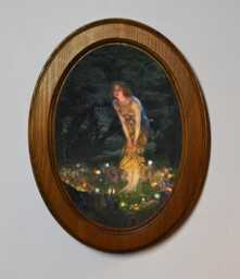 Light Oak Oval Wooden Framed Classic Picture, Edward Robert Hughes, Midsummer Eve, Art Print - thumbnail 1