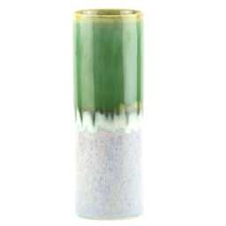 Porcelain Tube Vase - Mustard Yellow, Gloss Green & Creamy White With Light Speckles - thumbnail 1