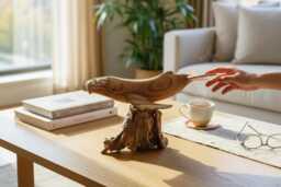 Wooden Fish Statue 12 Inch/30 cm Width, Table Decor, Statue, Nature Sculpture, Living Room, Home Room Gift For Her - thumbnail 1