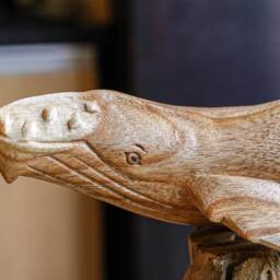 Wooden Fish Statue 12 Inch/30 cm Width, Table Decor, Statue, Nature Sculpture, Living Room, Home Room Gift For Her - thumbnail 3