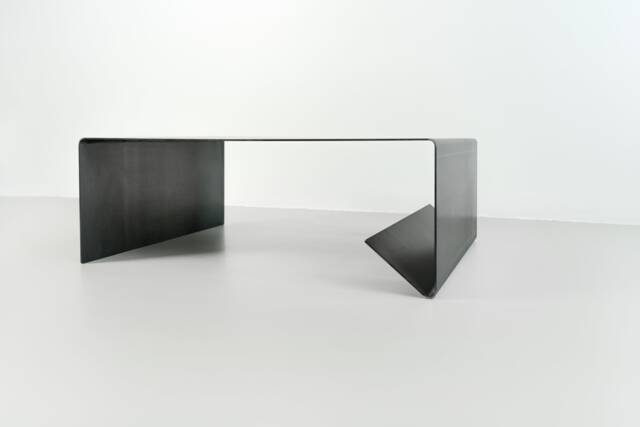 Rectangle Raw Steel Coffee Table Minimal Industrial Living Room Furniture - image 1