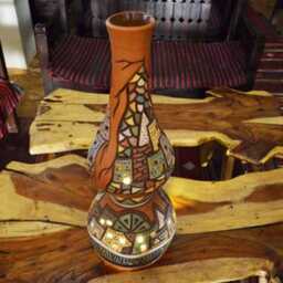 Handmade Nubian Pottery Table Lamp Egyptian Decor - thumbnail 4