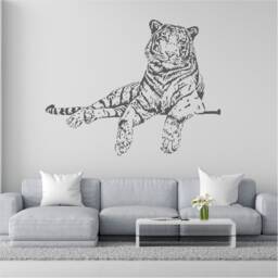 Relaxing Tiger Vinyl Wall Art, Decal, Sticker, Transfer, Mural, Removable, Decor, Rent Friendly, Interior, Exterior, Full - 0619 - thumbnail 2