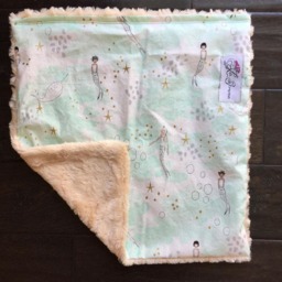 "Lovely Mint Green Mermaid Minky Mini Baby Blanket ""Uma" - thumbnail 3
