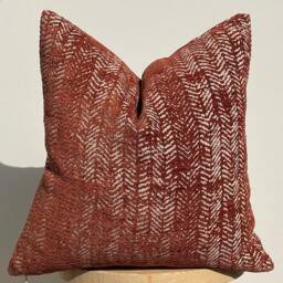 Textured Brick Color Pillow Cover, Woven Cotton Wool Euro Sham - thumbnail 3