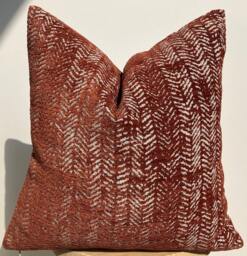Textured Brick Color Pillow Cover, Woven Cotton Wool Euro Sham - thumbnail 1