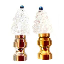 Finial -1 Pair - Christmas Glass Lamp Finial, Venetian Glass, Xmas Tree Lamp Finial, Crystal Clear, Brass, Or Nickel Hardware - thumbnail 1