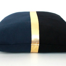 Navy Blue, Metallic Gold & Black Color Block Throw Pillow Cover - All Sizes - thumbnail 3
