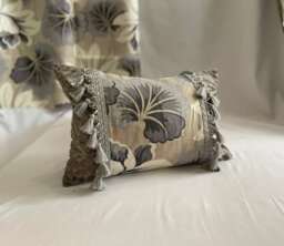 Designers Guild Quilted Pillow Cover Bohemian Linen Velvet Tassel Trim - thumbnail 1