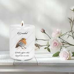 Personalised Ceramic Candle, Memorial Tealight Holder, Robins Appear, Memorial, Remembrance Sympathy Gift - thumbnail 2