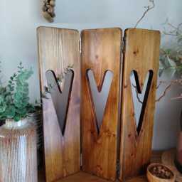 Decorative Bifold Heart Panels, Window Screen, Freestanding Blind, Heart Decor - thumbnail 2