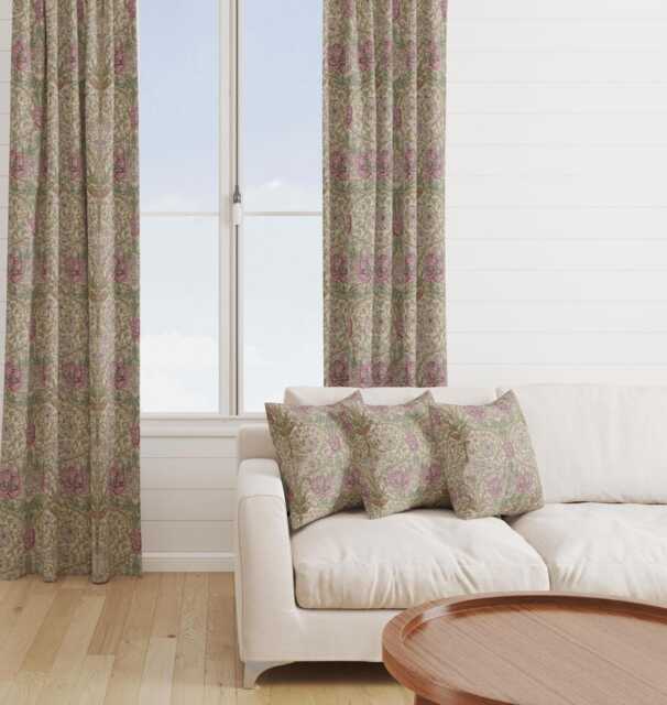 Custom Made William Morris Honeysuckle Rose Blackout Lining Curtains 3 - image 1