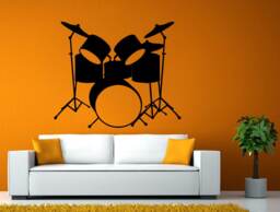 Drums Music Tool Musical Instruments Rock Pop Wall Stickers Decals Vinyl Mural Decor Art L2109 - thumbnail 1