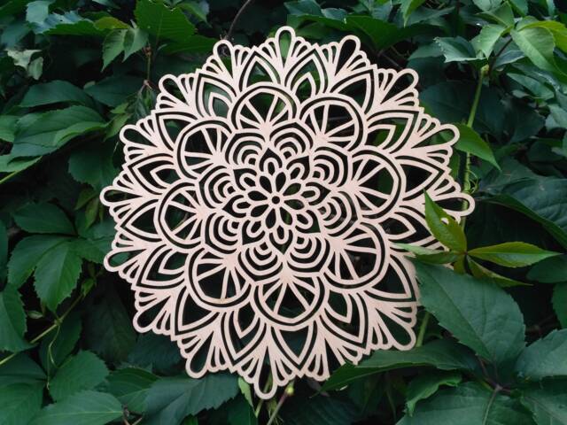 Wooden Mandala, Rosette For Yoga Or Meditation, Mandala Wall Art, Folk Ornament, Tapestry, Natural Wood, Bohemian Tapestry Lotus - image 1