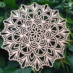 Wooden Mandala, Rosette For Yoga Or Meditation, Mandala Wall Art, Folk Ornament, Tapestry, Natural Wood, Bohemian Tapestry Lotus - thumbnail 3