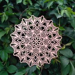 Wooden Mandala, Rosette For Yoga Or Meditation, Mandala Wall Art, Folk Ornament, Tapestry, Natural Wood, Bohemian Tapestry Lotus - thumbnail 2