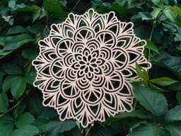 Wooden Mandala, Rosette For Yoga Or Meditation, Mandala Wall Art, Folk Ornament, Tapestry, Natural Wood, Bohemian Tapestry Lotus - thumbnail 1