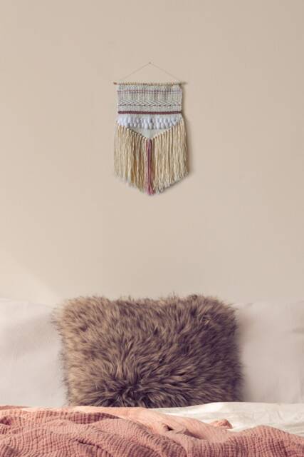Woven Wall Hanging - Boho Style Handwoven Tapestry Neutral Weaving Nursery - image 1