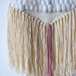 Woven Wall Hanging - Boho Style Handwoven Tapestry Neutral Weaving Nursery - thumbnail 3