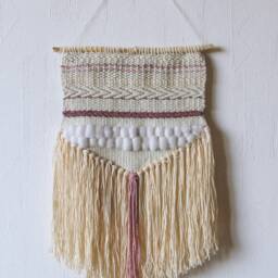 Woven Wall Hanging - Boho Style Handwoven Tapestry Neutral Weaving Nursery - thumbnail 2