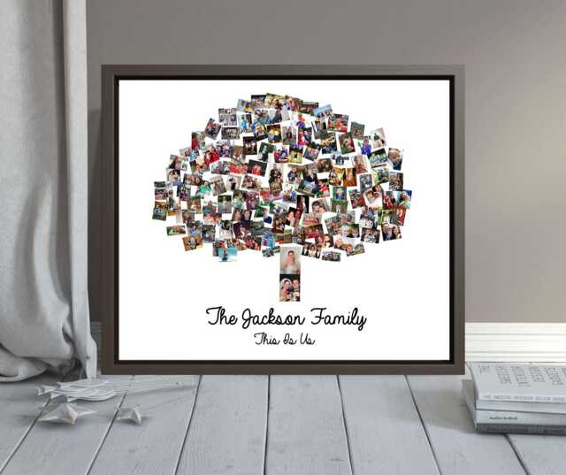 Custom Family Tree Photo Collage Art, Anniversary Gift Canvas - image 1