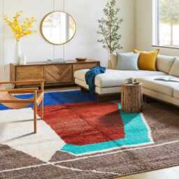 Blue & White Abstract Moroccan Shag Rug, Rugs, Tufted Modern Berber Area Carpet, Custom Handmade Wool, Large Living Room Decor - thumbnail 3