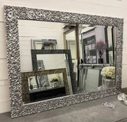 Metallic Silver Chrome Mirror Molton Effect Bevelled Wall Mirror - Choose Your Size Premium Wooden Frame Sovereign Fabulous Mirrors