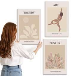 Canvas Wall Art Set Of 3 - Forms & Figures By Henri Matisse, Beige Art, Artwork Hanging Piece - thumbnail 2
