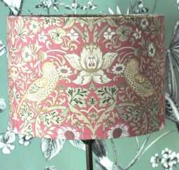 Handmade William Morris Style Lampshade Songbird Cotton With Gold Lining - thumbnail 1