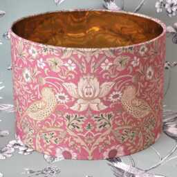 Handmade William Morris Style Lampshade Songbird Cotton With Gold Lining - thumbnail 2
