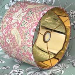 Handmade William Morris Style Lampshade Songbird Cotton With Gold Lining - thumbnail 3