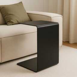 Minimalist Steel Side Table - Modern C-Shaped Design - thumbnail 2