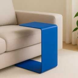 Minimalist Steel Side Table - Modern C-Shaped Design - thumbnail 4