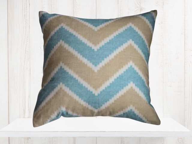 Chevron Pillow Cover - Blue & Tan Flamestitch Designer - image 1