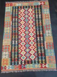 Kilim Rug, Handwoven Artisan Afghan Turkish Aztec Natural Reversible Wool Rug 148x102 cm - thumbnail 1