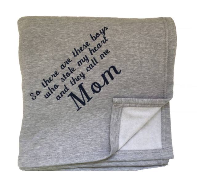 Huge Sweatshirt Fabric Blanket Personalized By Embroidery With Message From Sons - They Call Me Mom
