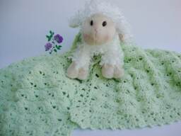 Crochet Cotton Baby Blanket Soft Green Heirloom Christening Gift - thumbnail 1