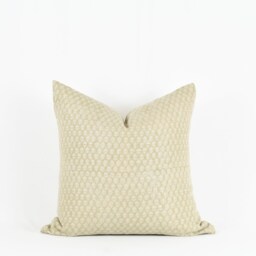 Sage Green Linen Pillow Cover Hand Block Print Floral Accent - thumbnail 2