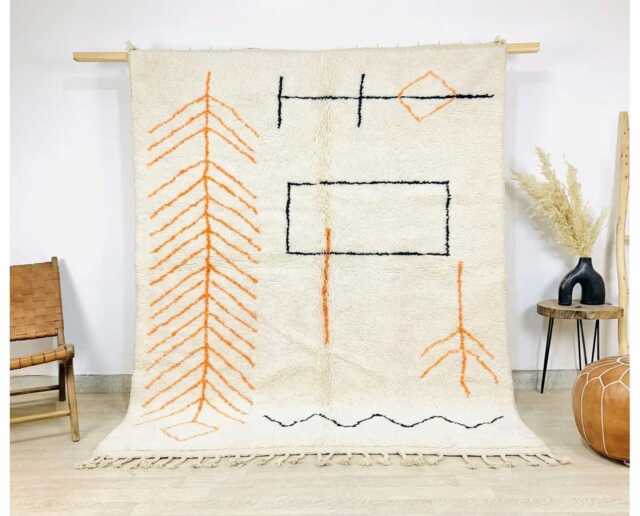 Ivory Moroccan Berber Rug, Handwoven Wool Shag Boho Nursery Authentic Beni Ourain Carpet, Large 9x12 Area Rug - image 1