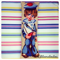 Vintage Reversible Canvas & Denim Cushion By Lililamaloulou - thumbnail 1