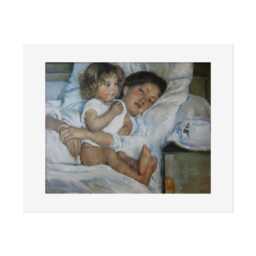 Printed - Vintage Art Print Impressionist American Mary Cassatt Breakfast in Bed Mother & Child - thumbnail 2